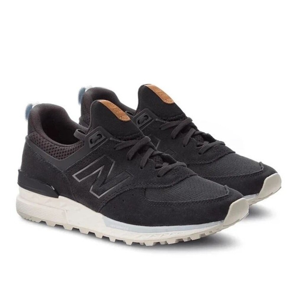 New Balance 574 Sport Black/Dark Grey Men's Sneakers Suede Casual Shoe Size 9,5